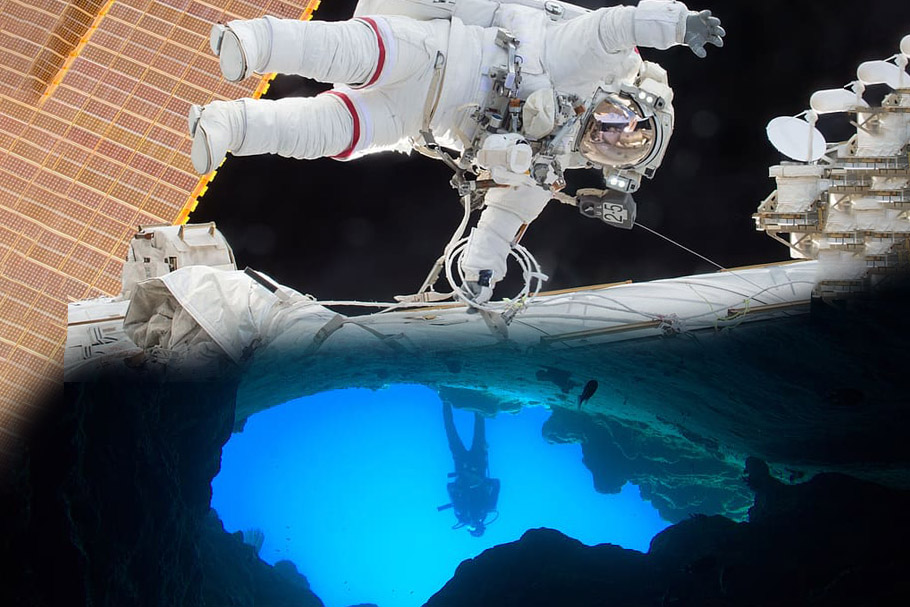 underwater diving astronaut spacewalk